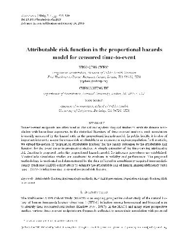 تابع ریسک پذیری در مدل خطرات متناسب برای زمان به رویداد سانسور می شود