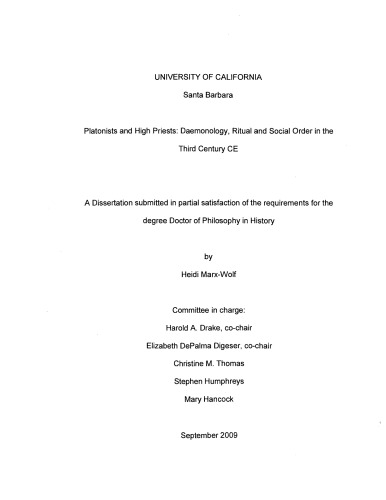 ﻿افلاطونیان و کاهنان اعظم: دیمونولوژی ، آیین و نظم اجتماعی در قرن سوم میلادی