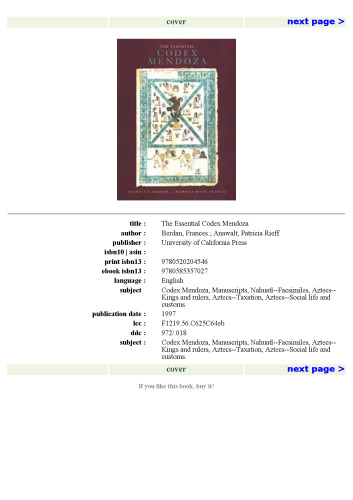 ﻿The Essential Codex Mendoza