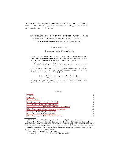 نتایج وجود ، تعدد ، آشفتگی و غلظت برای یک کلاس از مشکلات بیضوی شبه خطی