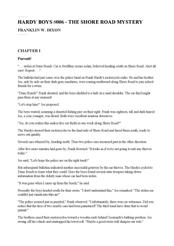 ﻿رمز و راز جاده ساحلی (پسران هاردی، سری اصلی، کتاب 6)