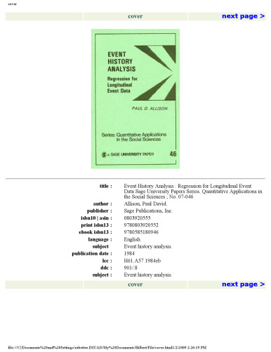 ﻿تجزیه و تحلیل تاریخچه رویداد: رگرسیون برای داده های رویداد طولی (کاربردهای کمی در علوم اجتماعی)