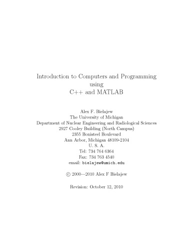﻿مقدمه ای بر کامپیوتر و برنامه نویسی با استفاده از C++ و Matlab