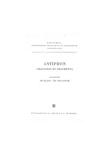 ﻿Antiphontis orationes et fragmenta