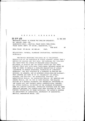 ﻿شروع آیمارا: دوره ای برای انگلیسی زبانان