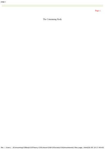 ﻿بدن مصرف کننده (منتشر شده در ارتباط با نظریه، فرهنگ و جامعه)