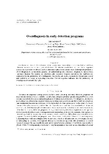 ﻿تشخیص بیش از حد در برنامه های تشخیص زودهنگام