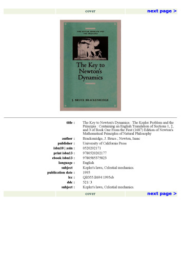 ﻿کلید دینامیک نیوتن: مسئله کپلر و اصول
