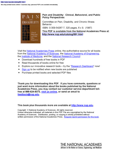 ﻿درد و ناتوانی: دیدگاه های بالینی، رفتاری و سیاست عمومی