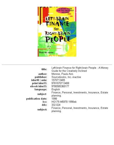 ﻿امور مالی چپ مغز برای افراد راست مغز: راهنمای پول برای افراد خلاق