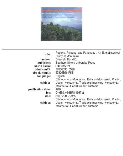 ﻿معجون ها، سموم و داروها: مطالعه قومی گیاه شناسی مونتسرات