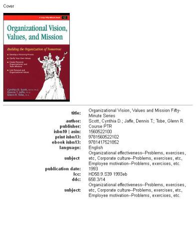 ﻿چشم انداز سازمانی، ارزش ها و ماموریت: ساختن سازمان فردا (کتاب مجموعه پنجاه دقیقه ای)