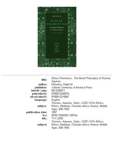 ﻿Ethica Thomistica: فلسفه اخلاقی توماس آکویناس