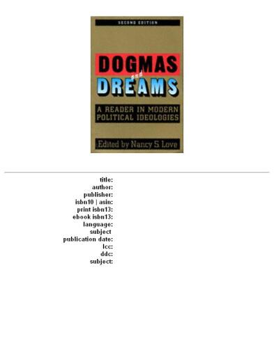 ﻿جزمات و رویاها: خواننده ای در ایدئولوژی های سیاسی مدرن (مطالعات چتم هاوس در تفکر سیاسی)