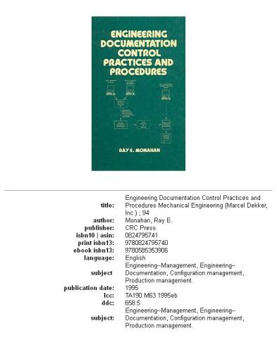 ﻿روش ها و رویه های کنترل مستندات مهندسی (مهندسی مکانیک (Marcell Dekker))