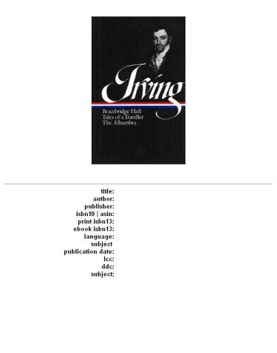 ﻿واشنگتن ایروینگ: سالن بریسبریج، داستان های یک مسافر، الحمرا (کتابخانه آمریکا)