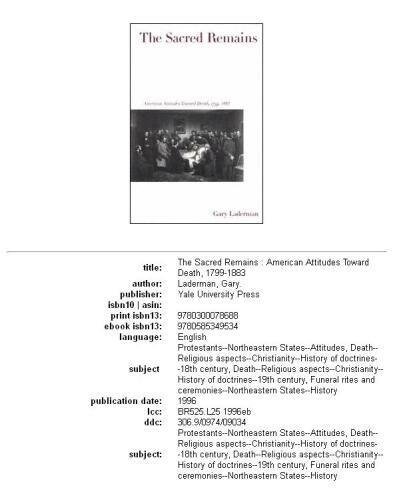 ﻿بقایای مقدس: نگرش آمریکایی ها به مرگ، 1799-1883