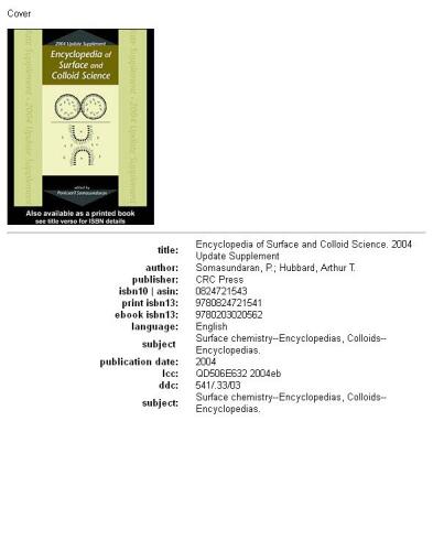 ﻿دایره المعارف علوم سطحی و کلوئیدی، 2004 به روز رسانی مکمل