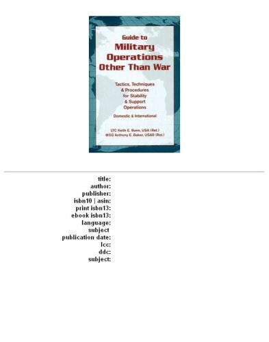 ﻿راهنمای عملیات نظامی غیر از جنگ: تاکتیک‌ها، تکنیک‌ها و رویه‌ها برای عملیات‌های ثبات و پشتیبانی داخلی و بین‌المللی