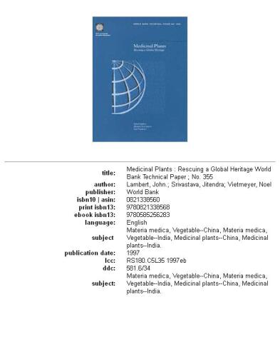 ﻿گیاهان دارویی: نجات یک میراث جهانی (مقاله فنی بانک جهانی)