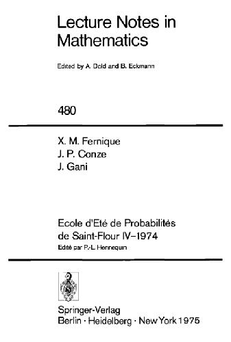 ﻿Ecole d'Ete de Probabilites de Saint-Flour IV-1974