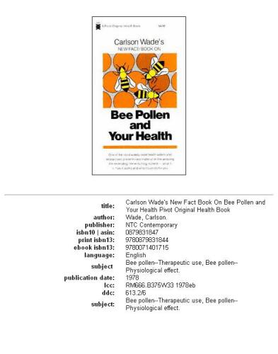 ﻿کتاب حقایق جدید کارلسون وید در مورد گرده زنبور عسل و سلامتی شما