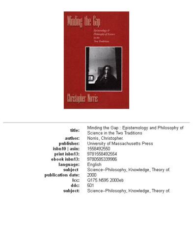 ﻿توجه به شکاف: معرفت شناسی و فلسفه علم در دو سنت