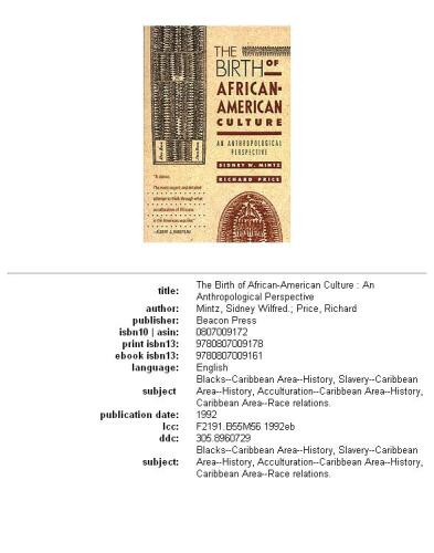 ﻿تولد فرهنگ آفریقایی-آمریکایی: دیدگاه مردم‌شناختی
