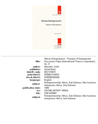 ﻿کارآفرینان آفریقایی: پیشگامان توسعه (مقاله بحث (شرکت مالی بین المللی))