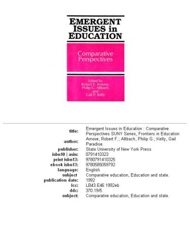 ﻿مسائل اضطراری در آموزش و پرورش: دیدگاه های مقایسه ای (سری S U N Y، مرزها در آموزش و پرورش)