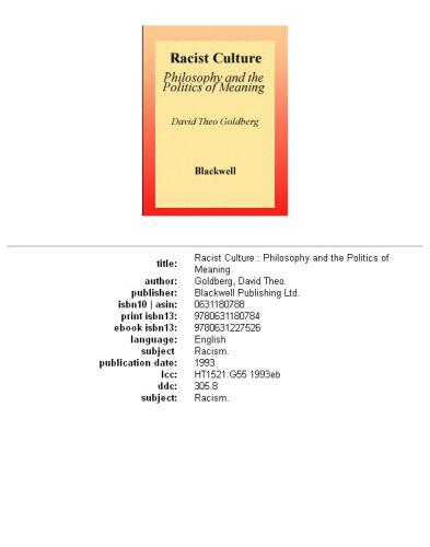 ﻿فرهنگ نژادپرستی: فلسفه و سیاست معنا
