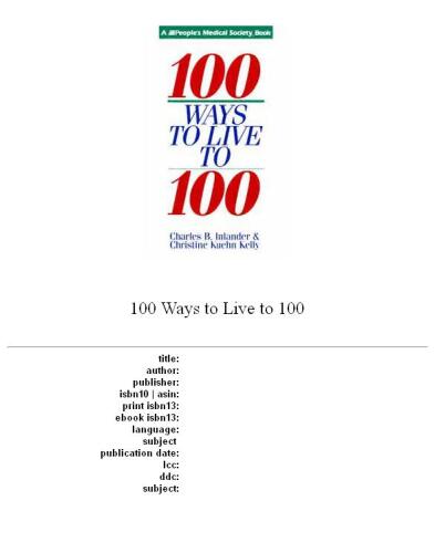 ﻿100 راه برای زندگی تا 100