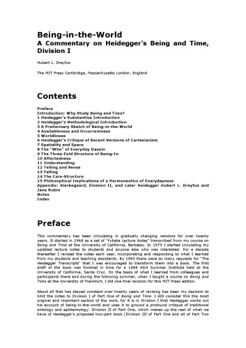 ﻿بودن در جهان، تفسیری بر هستی و زمان هایدگر، بخش اول