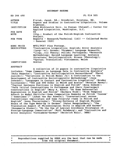 ﻿مقالات و مطالعات زبانشناسی متضاد، جلد 18
