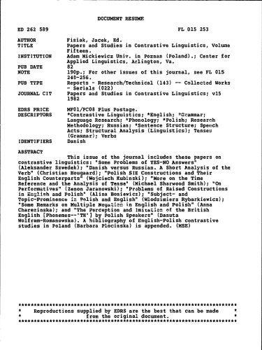 ﻿مقالات و مطالعات زبانشناسی متضاد، جلد 15