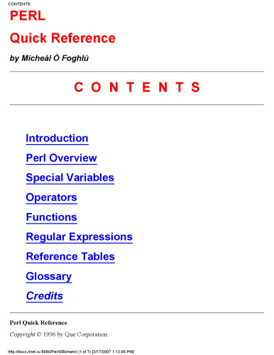 ﻿مرجع سریع پرل