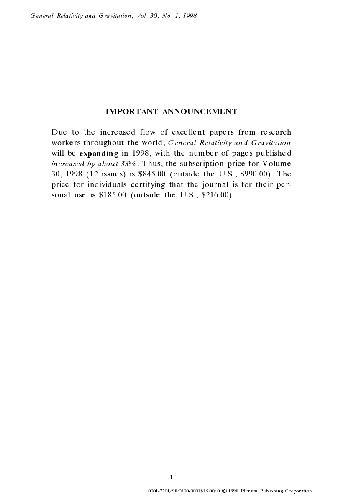 نسبیت عام و گرانش جلد. 30