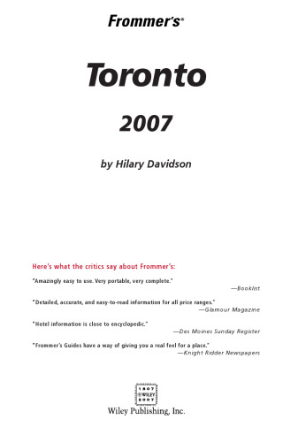 ﻿Frommer's Toronto 2007 (Frommer's Complete)