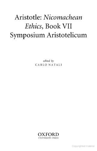﻿اخلاق نیکوماخی ارسطو ، کتاب VII: سمپوزیوم Aristotelicum (Bk. 7)