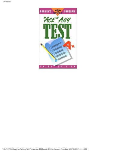 ﻿Ace Any Test (Ron Frys How to Study Program)