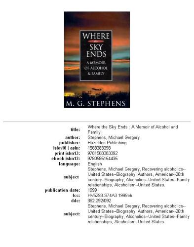 ﻿جایی که آسمان به پایان می رسد: خاطرات الکل و خانواده