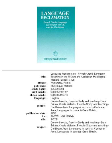﻿اصلاح زبان: آموزش زبان کریول فرانسوی در بریتانیا و کارائیب (مسائل چند زبانه)