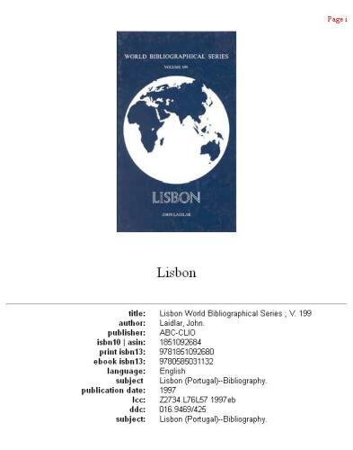 ﻿لیسبون (مجموعه کتابشناسی جهانی)