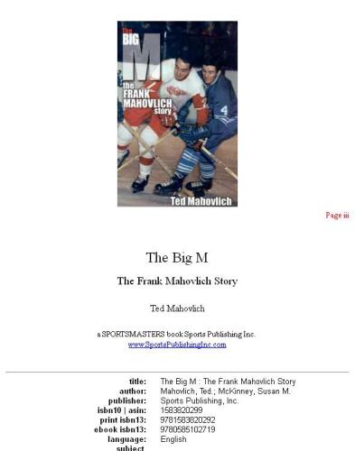 ﻿The Big M: The Frank Mahovlich Story