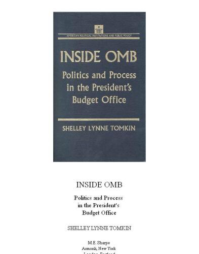 ﻿Inside Omb: سیاست و فرآیند در دفتر بودجه رئیس جمهور (نهادهای سیاسی و سیاست عمومی آمریکا)