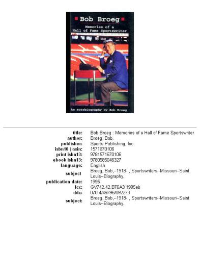 ﻿باب بروگ: خاطرات یک ورزشکار تالار مشاهیر