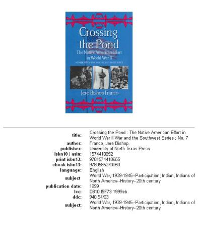﻿عبور از برکه: تلاش بومیان آمریکا در جنگ جهانی دوم (جنگ و سری جنوب غربی)