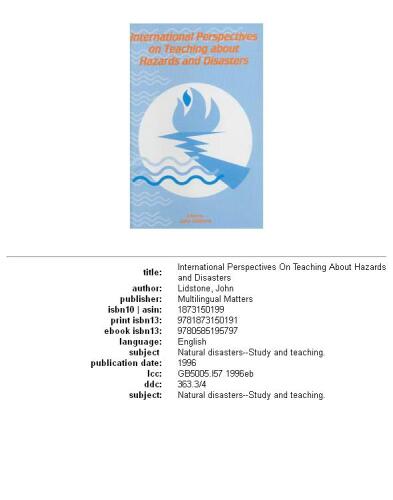 ﻿دیدگاه های بین المللی در مورد آموزش در مورد خطرات و بلایا