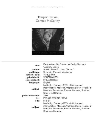 ﻿دیدگاه های کورمک مک کارتی (مجموعه فصلنامه جنوبی)