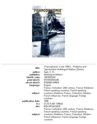 ﻿فرانکفونی در دهه 1990: مشکلات و فرصت ها (مسائل چند زبانه (مجموعه).)